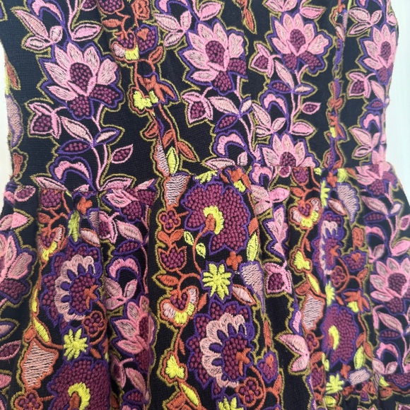 Anthropologie Embroidered Purple and Black Floral Mini Dress Size 0 MSRP $398 - Picture 7 of 12